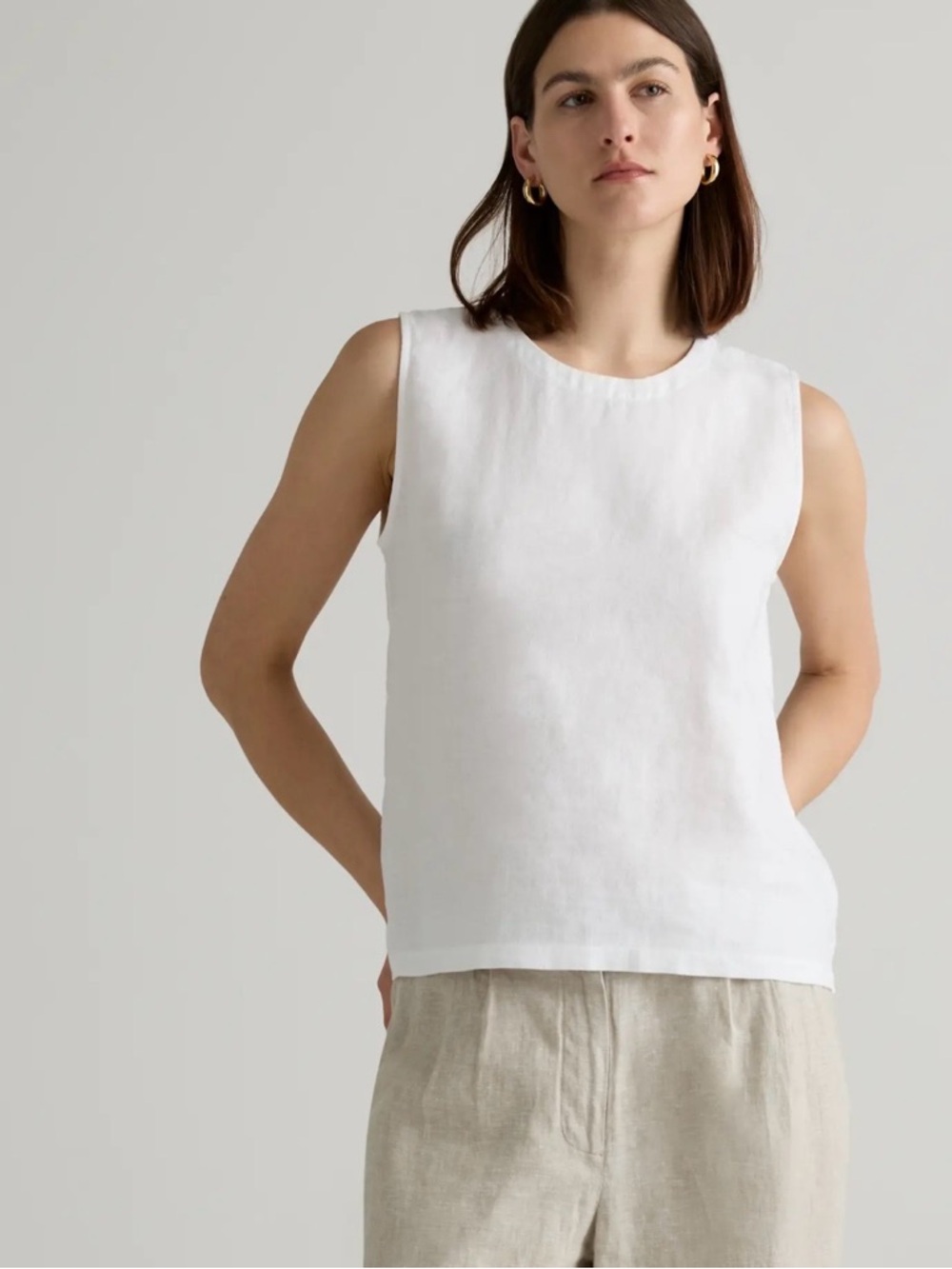 Quince 100% European Linen Tank, XS, White